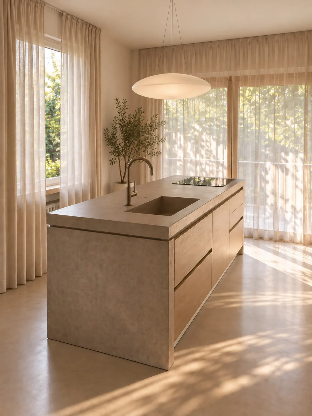 Cucina con isola in una casa a Bardolino, sul Lago di Garda
