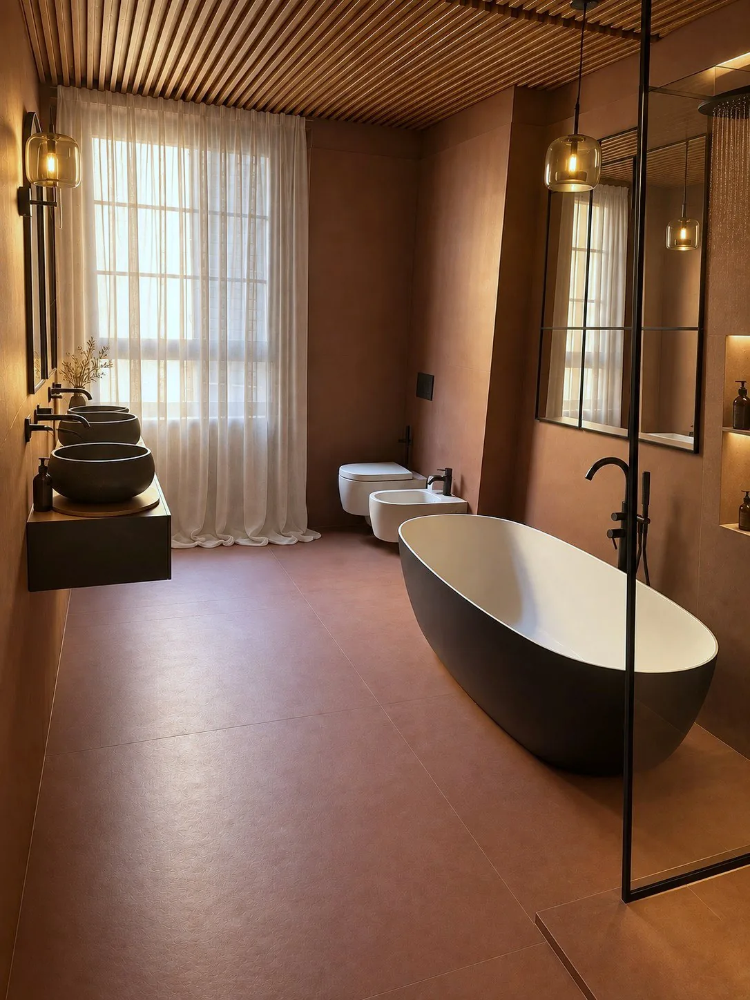 Bagno con vasca libera, appartamento in via Rosa